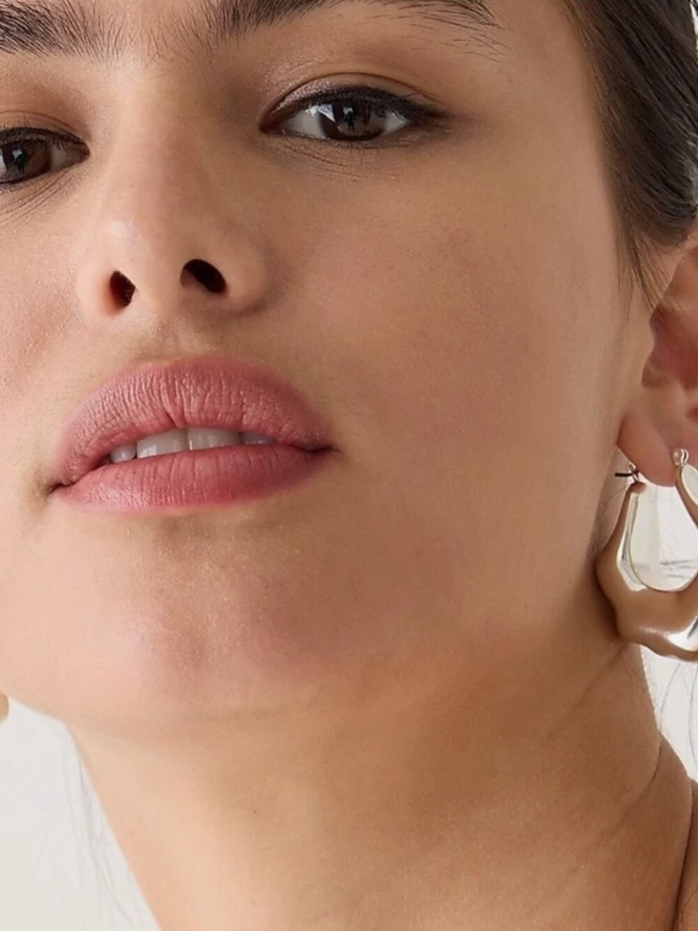 J. Crew Womens Lightweight Sculpted Hoop Earrings Silver